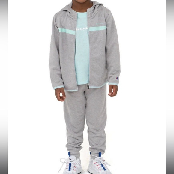 Champion Other - Champion Girl's Heavyweight 3 Piece Tee, Hoodie & Legging Set Oxford Heather 18M
